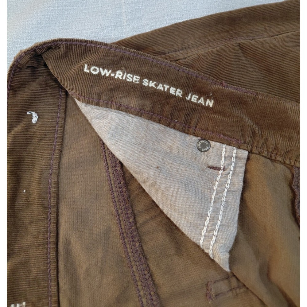American Eagle Corduroy Low Rise Skater Jean Women's 14 Reg Brown Baggy Wide Leg - Picture 6 of 15